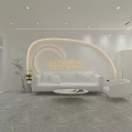 Modern Hair And Beauty Salon Interior Design With Marble Counter Sofa Seating And Open Layout