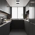 Kitchen Cabinet Hanging Cabinet Kitchen Supplies Range Hood Oven 3d model