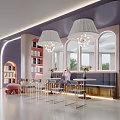 Colorful Children's Activity Space With Star Wall Decor Arched Doorway And Hanging Lamps