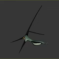 Turquoise Pterosaur With Large Membranous Wings Slender Body And Long Sharp Beak