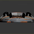 Modern Gray Surfboard With Orange Edges Streamlined Design And Black Components 3d model