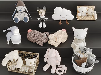Cute Plush Dolls Collection With Various Styles 3d model