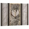 Elegant Sofa Background Wall With Marble Panel Wing Shaped Decoration And Wall Lamp 3d model