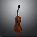 Red Wooden Violin with Classic Curved Body in Gray Background 3D Rendered Model