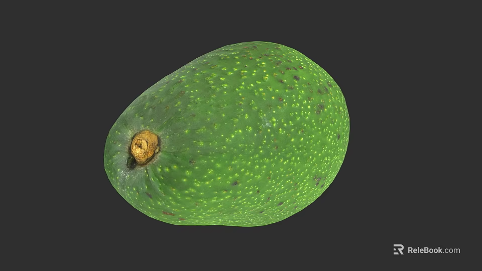 Fresh Green Avocado with Speckled Skin and Brown Stem Healthy Fruit 3d model 