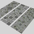 Stepping Stones With Various Designs Irregular Stone Slabs And Small Plants In Garden