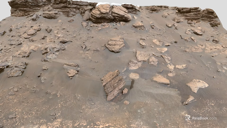 Mars Natural Scenic Landscape With Rocky Terrain And Sandy Surface 3d model 