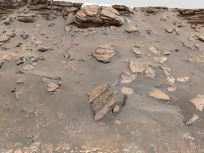 Mars Natural Scenic Landscape With Rocky Terrain And Sandy Surface 3d model