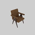 Tan Leather Upholstered Leisure Chair With Wooden Legs And Modern Design