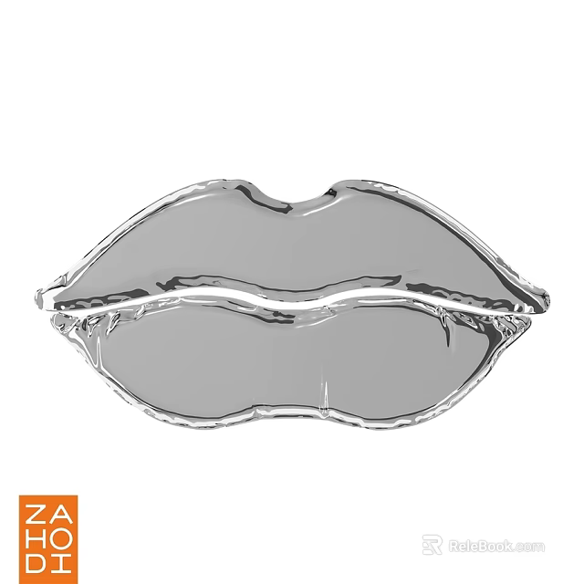 Stylish Modern Silver Lips Shaped Metal Wall Decor For Home Interior Design 3d model 