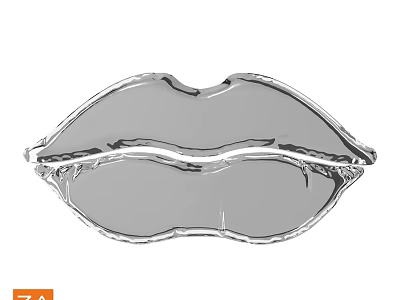 Stylish Modern Silver Lips Shaped Metal Wall Decor For Home Interior Design 3d model