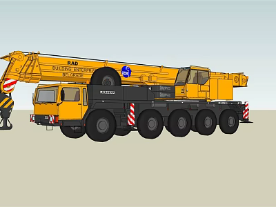 Yellow KATO Crane Truck Heavy Duty Construction Vehicle With Multiple Wheels And Lifting Boom 3d model
