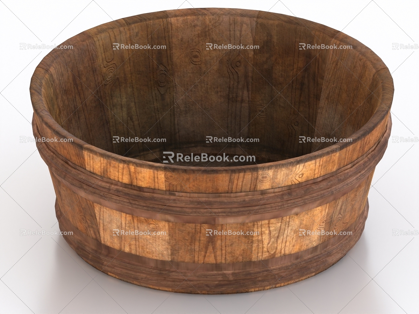 Wooden Basin Wooden Barrel Wooden Bowl Wooden Container 3d model