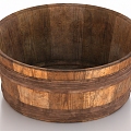 Wooden Basin Wooden Barrel Wooden Bowl Wooden Container 3d model