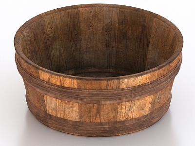 Wooden Basin Wooden Barrel Wooden Bowl Wooden Container 3d model