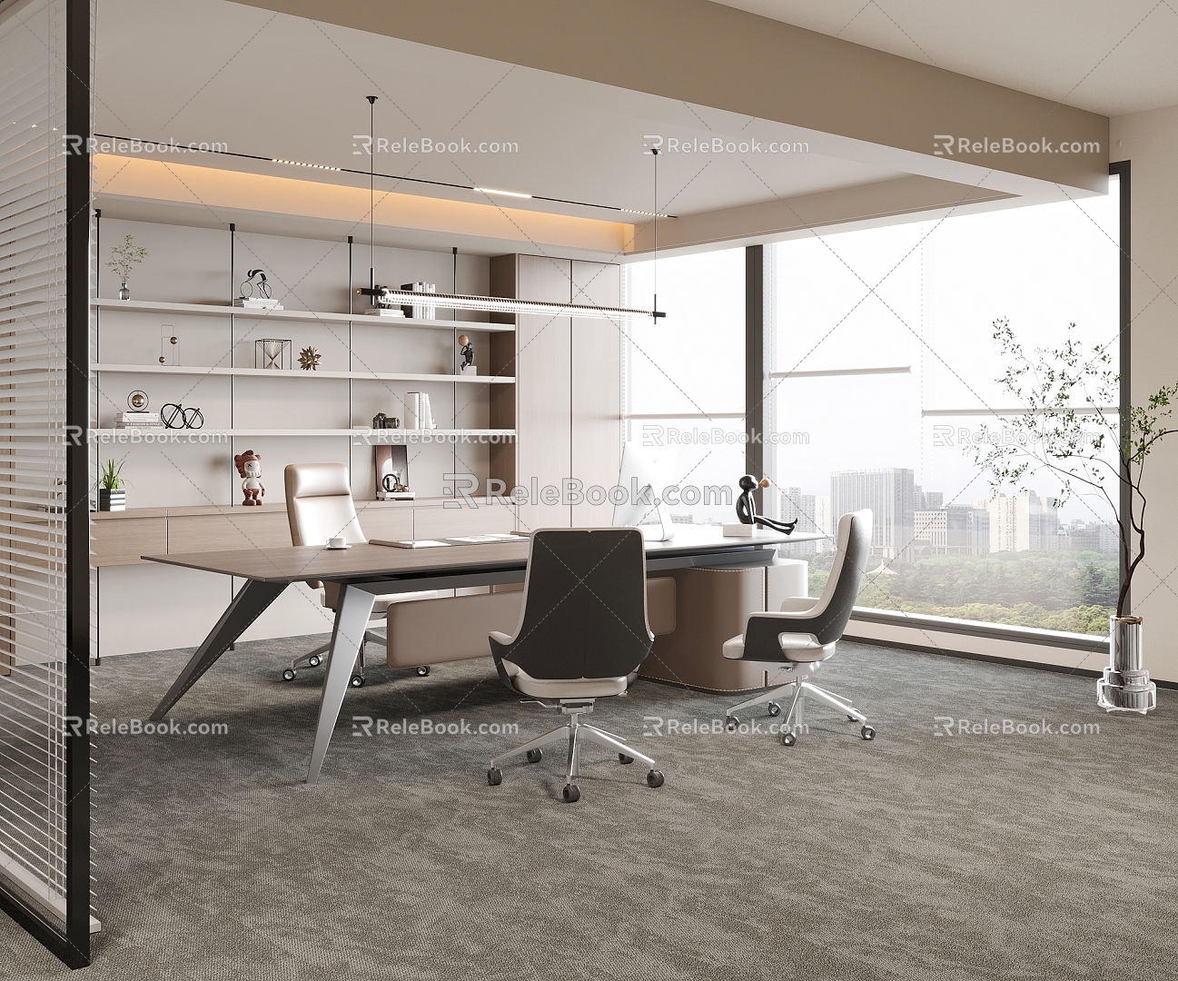 Modern General Manager Office Desk and Chair 3d model