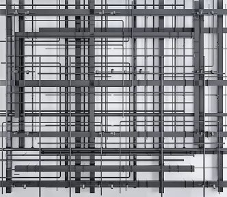 Industrial LOFT ventilation pipe line trough pipe line ceiling track light combination 3d model