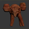 Red Ox Shaped Terracotta Sculpture With Barrels On Back And Smooth Finish