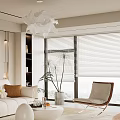 Modern Cream Style Sofa Coffee Table Combination Fabric Sofa Mother and Mother Coffee Table Pillow Decorative Painting Single Person Sofa 3d model
