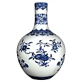 Traditional Chinese Blue And White Ceramic Vase With Floral Patterns For Decoration
