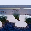 Round Outdoor Garden Lights With Green Plants Purple Flowers Gravel Ground And Wooden Structure