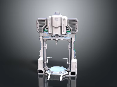 Industrial Metal Mechanical Structure With Symmetrical Motor Units Circular Base And Support Frame 3d model