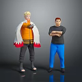 Colorful Action Figure Toys With Orange Top And Blue Pants Design Details 3d model