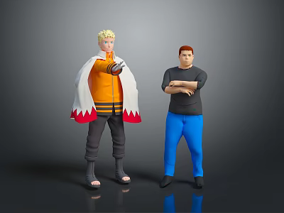 Colorful Action Figure Toys With Orange Top And Blue Pants Design Details 3d model Colorful Action Figure Toys With Orange Top And Blue Pants Design Details 3d model