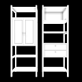 Wooden Storage Shelving Units With Cabinet Drawer And Multiple Tiers Design