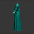 Green Traditional Embroidered Dress With Long Sleeves And Intricate Patterns On Hem