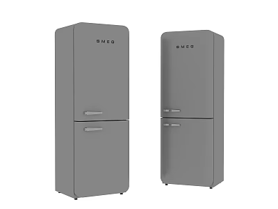 Two Gray SMEG Upright Double Door Refrigerators With Modern Design 3d model