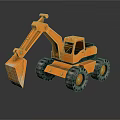 Orange Toy Excavator Model With Large Shovel And Sturdy Track Wheels