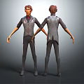 3D Character Model Design With Front Back View Curly Hair Vest Pants And Casual Outfit