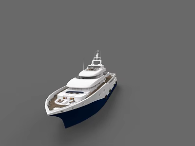 Luxury White And Navy Blue Yacht With Multiple Decks And Sleek Upper Structure 3d model
