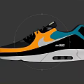 Nike Air Max Sneakers With Black Yellow Blue And White Color Design