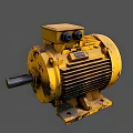 Yellow Industrial Electric Motor With Worn Surface Heat Sink Terminal Box And Shaft