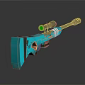 Teal Sniper Rifle With Modern Design Orange Scope Lens And Reflective Surface 3d model