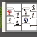 Modern Display Cabinet Shelving with Glass Doors and Layered Shelves for Collectible Action Figurines