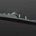Classic Vintage Warship Model With Detailed Deck Gray Hull And Smokestacks