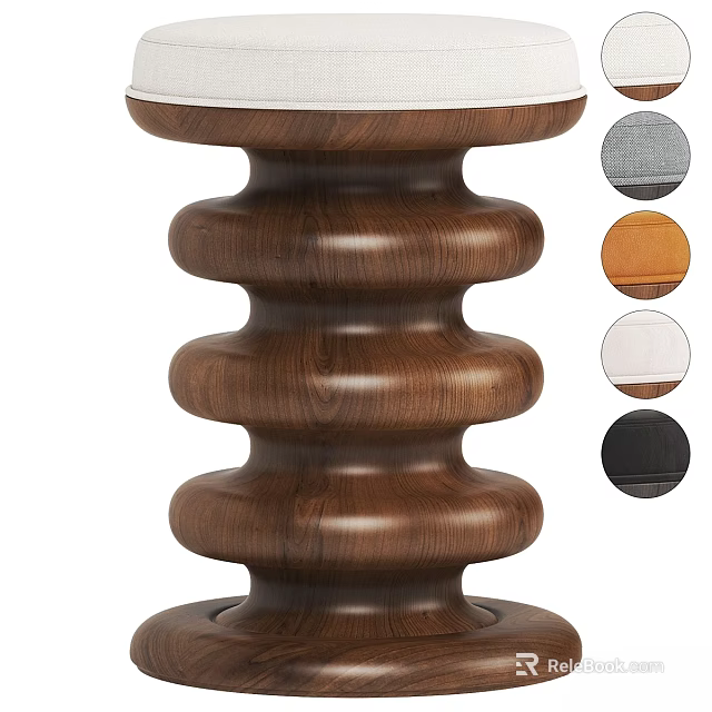 Walnut Wooden Single Accent Chair with Layered Stack Structure and Various Color Cushions 3d model 