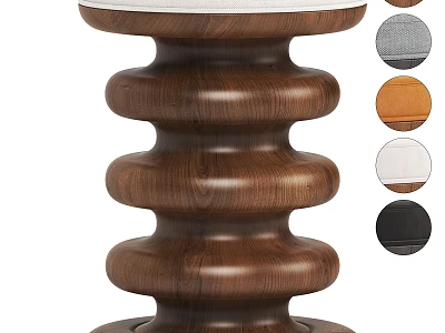 Walnut Wooden Single Accent Chair with Layered Stack Structure and Various Color Cushions 3d model