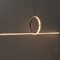 Modern Minimalist Pendant Light With Circular Ring And Illuminated Long Bar Design