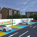 Residential Community Outdoor Parking Lot With Clear Colorful Markings For Orderly Daily Vehicle Parking