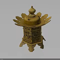 Traditional Golden Ornate Furniture With Petal Shaped Top Carved Body And Legged Base Design