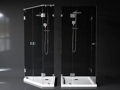 Modern Shower Sauna with Glass Enclosure Shower Head Handheld Shower and White Base 3d model