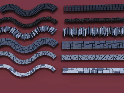 Various Curved Straight Stepping Stone Path Designs For Decorative Garden Landscape 3d model