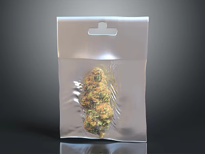 Transparent Plastic Bag With Hanging Hole Containing Cannabis Bud Product 3d model