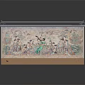 Woman in Green Traditional Costume Dancing with Pipa in Front of Dunhuang Murals