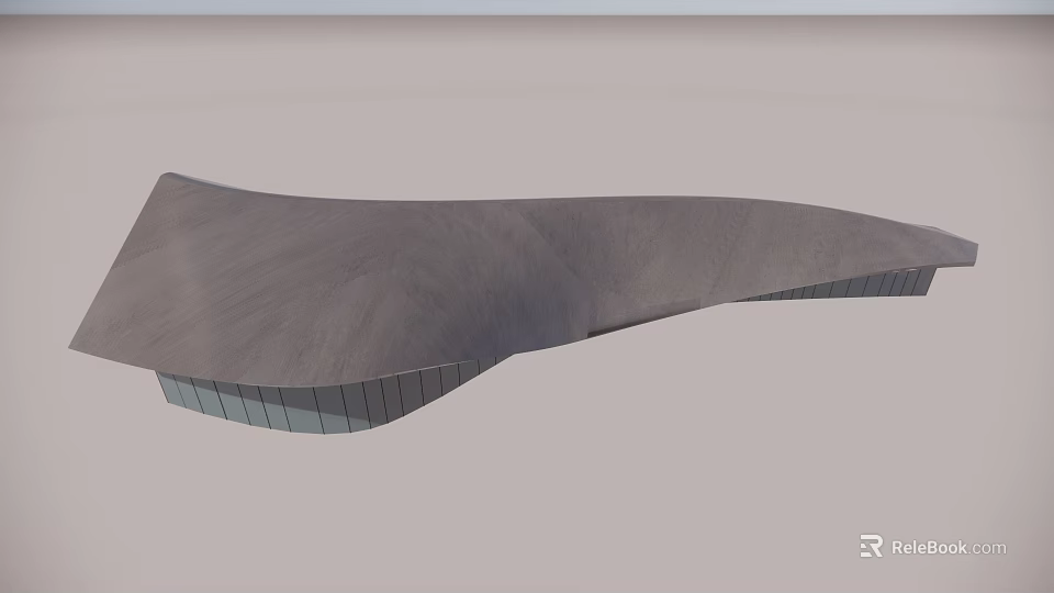 Modern Rest Station Featuring Wavy Roof Design And Glass Structure Details 3d model 