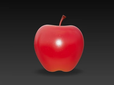 Fresh Juicy Red Apple With Shiny Bright Surface On Dark Background 3d model